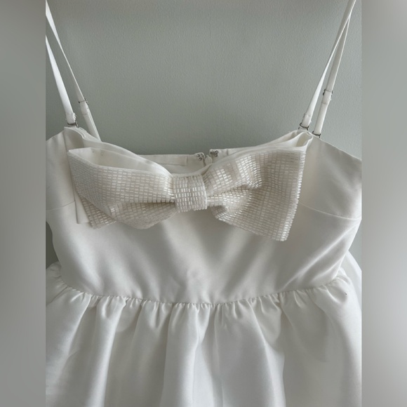 Self Portrait WHITE TAFFETA BANDEAU MINI DRESS - Picture 3 of 4